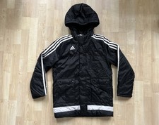 Adidas Coach Mantel Winterjacke Parka Stadium Jungen Schwarz Weiß | Gr. 140