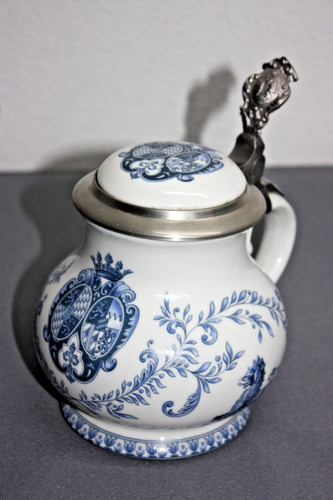 Bier krug porzellan weiß blau - krug,