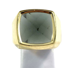 Herrenring mit grünem Spinell 585 er Gelbgold 14 Karat Ring Siegelring Gr. 57