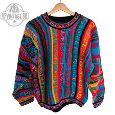 Vintage Coogi 90s Australia Knit Sweater Unisex Bold 3D Colourful Rare Pullover
