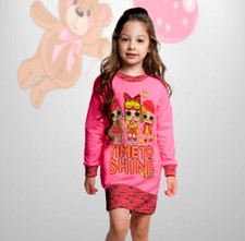 Mädchen Tunika Kleid Pullover Pulli Longshirt Langarm warm Gr. 110-116