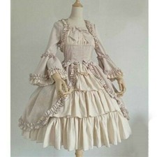 Lolita Kleid Abgestuft Rüschen Damen Gothic Vintage Mittelalter Victorian Kostüm