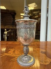 Pokal Silber  13 Lot Deckelpokal Silber Becher Kral m. Schwan 460g & Adelswappen
