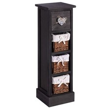 Regal Schubladenkommode Beistellschrank Schwarz 1 Schublade und 3 Körbe