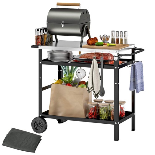 Grillwagen mit edelstahlplatte - grillwagen,