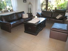 Couch,Sofa, Sitzgruppe* Leder* braun* Kolonialstil* 3 teilig* neuwertig !!