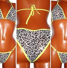 SALE!!! Sexy Brasil Bikini im LEOPARDEN LOOK gerafft Badeanzug Bikini-Set S/M