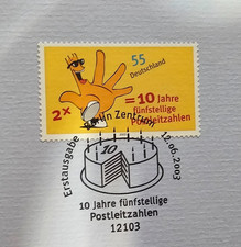 Ersttagsblatt - 10 Jahre fünfstellige Postleitzahlen - 12.06.2003 Deutsche Post