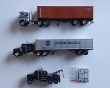KONVOLUT: 3x US-Truck Modelle (1:87/H0): HERPA Sattelzug + WIKING Abschleppwagen