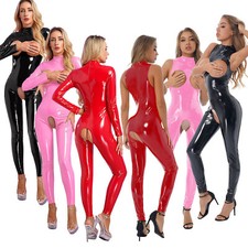 DE Damen Wetlook Bodysuit Hose