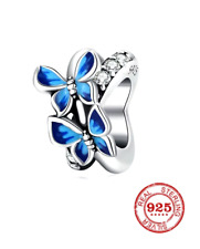 Charm Bead Schmetterling blau Geschenk 925 Sterling Silber