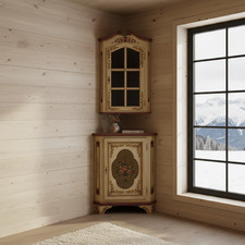 Eckschrank Schrank Ecke Barockschrank Vintage Barock Shabby Retro weiß Gold Holz