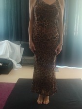 wunderschönes edles Leopardenkleid transparent Chiffon eng bodenlang Gr. XS