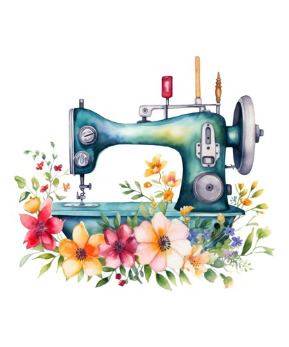 Aquarell nähmaschine blumen - nähmaschine,