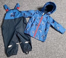 Regenanzug, Matschanzug, Buddelanzug: Gr. 92, C&A, Wal, blau, ungefüttert,Kapuze