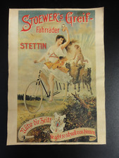  Altes tolles Werbeplakat Stoewers Greif Fahrräder Stettin