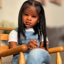 46" Huge Reborn Doll Dark Skin Toddler Girl Painted Kit Lifelike with Cloth Body