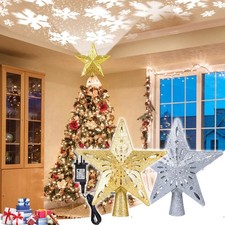 LED Christbaumspitze Stern mit Projektor Weihnachtsbaumspitze Weihnachts Deko