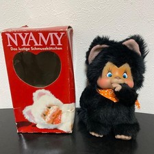 Seltene NYAMY Nyami Monchhichi Plüsch Katze Vintage mit Box gebraucht
