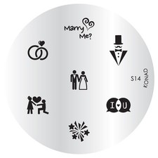 Konad Stamping Schablone Stempel  Stamp Hochzeit Marry me Brautpaar  S14