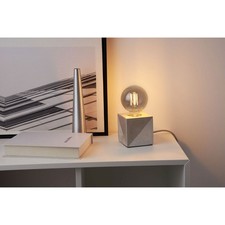 Tischleuchte Silver Jewel Silber Beton max. 20W E27 Lampe Textilkabel Schalter