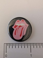 Rolling Stones:  Pink Tongue (black background)  Original Badge/Button