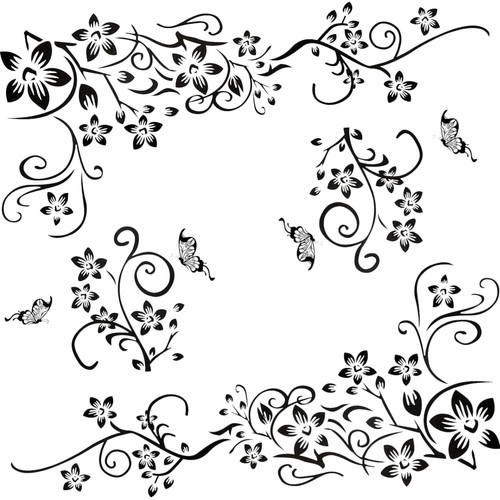 2er set wandtattoo blumen - 2er,