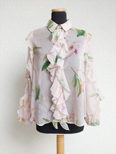 Rosa Blumen Rüschchen Bluse