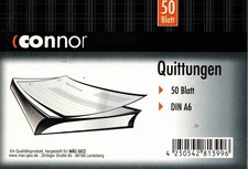 Quittungen 50 Blatt DIN A6 gelocht inkl. Mwst. Quittungsblock Marke Connor