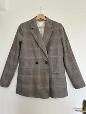 H&M Blazer Business Kariert Gr 36 Zweireihig Gefüttert Gepflegt Zeitlos
