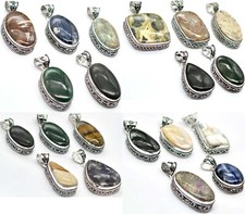 Achat und Weitere Edelstein Handgemacht Designer Halskette Anhänger Versilbert