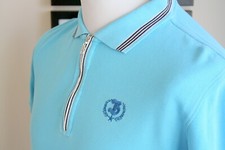 BOGNER, Poloshirt Logo, Gr. S, Blau-Türkis, edel + hochwertig, Zipper, WHOW!