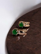 Wunderschöne 585rg Gestempelte Ohrringe, Smaragd, Rolled, 3 Gramm, Neu