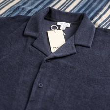 Sunspel towelling camp collar - sunspel,
