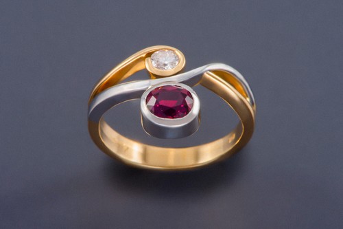 750er gelb weißgold ring - gelb-&,