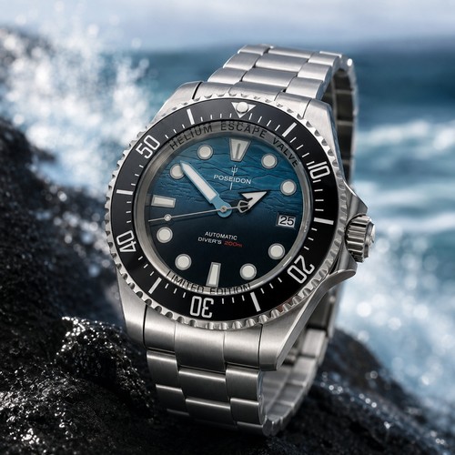 Herren poseidon blau automatik - blau,