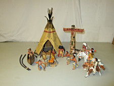 Schleich Tipi Zelt Marterpfahl Kanu Indianer Häuptling  rar Pferde 10 Figuren  !