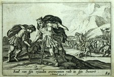 1700 Gravur Kunstblatt Der Bibel das Alte Testament Der Tod Von Saul