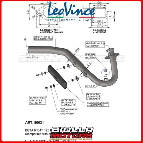 80031 auspuffkrümmer leovince - auspuffkrÜmmer,