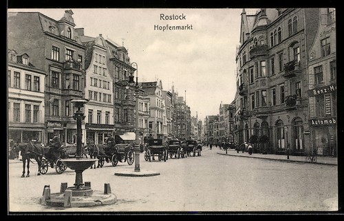 Ansichtskarte rostock straße - ansichtskarte,