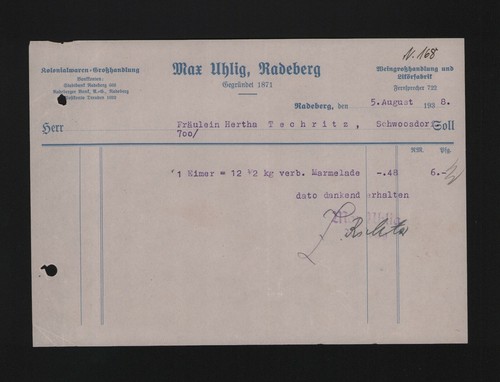 Radeberg rechnung 1938 - radeberg,,