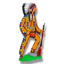 1970er VEB Dresden/Meißen Holzfigur: Indianerhäuptling 24cm DDR Vintage Deko TOP