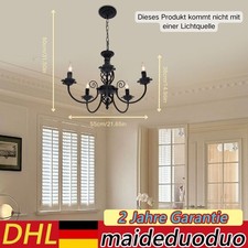5 Flammig Retro Schwarz Metall Kronleuchter Lüster Loft Deckenlampe Chandelier