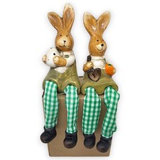 2 Hasen Kantenhocker Schlenkerbeine Sommer Deko Figuren Ideen mit Herz 20 21 cm