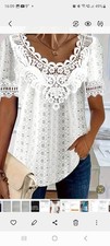 Shirt mit Spitze Weiss Gr.4xXL