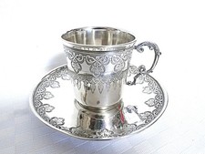 Antike Kaffeetasse mit Untertasse 950 Silber, La Gerbe D´Or Paris