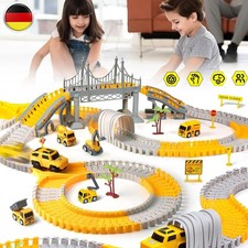 329Stk Autorennbahn Elektroauto Autorennbahn Rennbahn 6 Autos Bagger Spielzeug