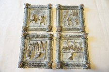 4 Stück  Metall Kacheln Repliken aus dem San Zeno Tor Relief Verona Plaketten