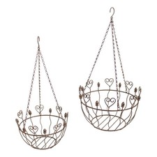 2er Blumenampel Set Blumenampeln Hängeampeln aus Metall Blumenkörbe zum hängen