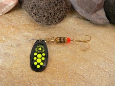 SPINNER MEPPS AGLIA BLACK FURY SCHWARZ ALLE GROESSEN MIT PUNKTEN FLUO CHARTREUSE